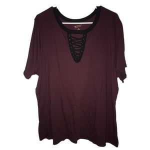 🔥SALE🔥 Arizona Plus Strappy Burgundy Tee